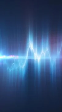 Stylized blue waveform with electric visual effects and light bursts on a dar Stock Photos