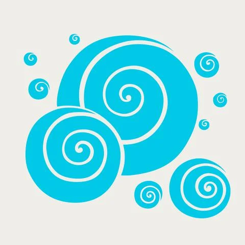 Stylized blue waves and drops on a light background Stock Illustration