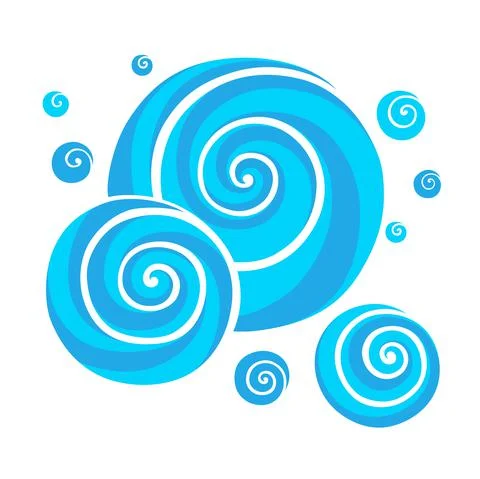 Stylized blue waves and drops on a light background Stock Illustration