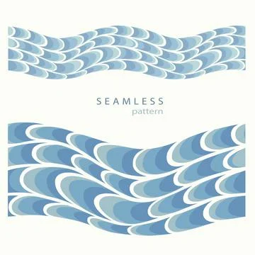 Stylized blue waves and drops on a light background. Stock Illustration