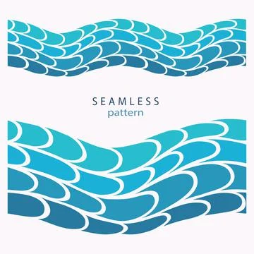 Stylized blue waves and drops on a light background Stock Illustration