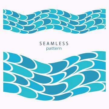 Stylized blue waves and drops on a light background Stock Illustration