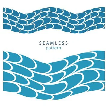 Stylized blue waves and drops on a light background Stock Illustration