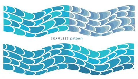 Stylized blue waves and drops on a light background Stock Illustration