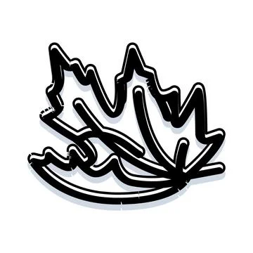Stylized bold maple leaf doodle illustration Stock Illustration