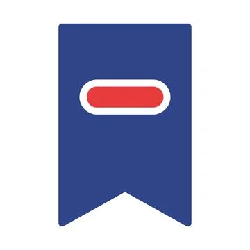 Stylized bookmark design featuring a blue rectangle and red rounded shape Stock Illustration