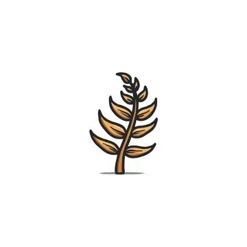 Stylized botanical illustration showcasing delicate leaves, suggesting natu.. Stock Illustration