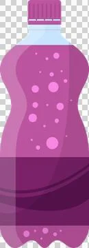 A stylized bottle of purple liquid with bubbles, capped and ready for refre.. Stock Illustration