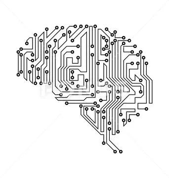 Stylized Brain. Circuit Board Texture, Electricity Mind Stock Illustration