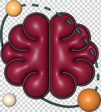 Stylized Brain Graphic with Orbiting Elements Stock Illustration