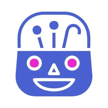 Stylized Brain Icon with Quirky Visual Elements Stock Illustration