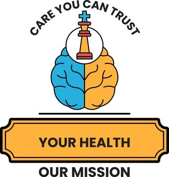 Stylized brain topped by a chess piece symbolizes strategic health Stock Illustration
