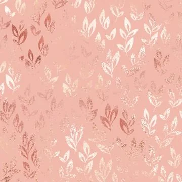 Stylized branches. Rose gold. Vector decorative pattern Stock Illustration