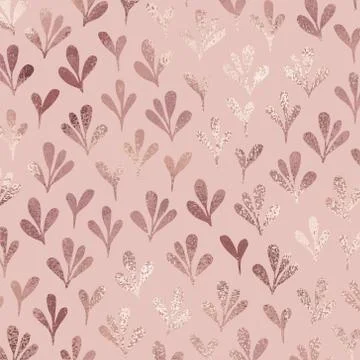 Stylized branches. Rose gold. Vector decorative pattern Stock Illustration