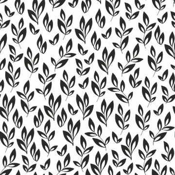 Stylized branches. Vector seamless black and white pattern Stockillustratie