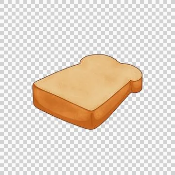 Stylized bread slice is floating in slight 3D perspective, with transparent Stock Illustration