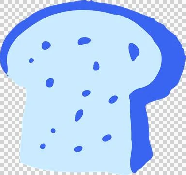 Stylized bread slice is floating on transparent background with pale blue 스톡 일러스트
