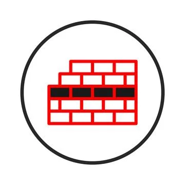 Stylized brick wall icon with outlined construction design within circular .. Stock Illustration
