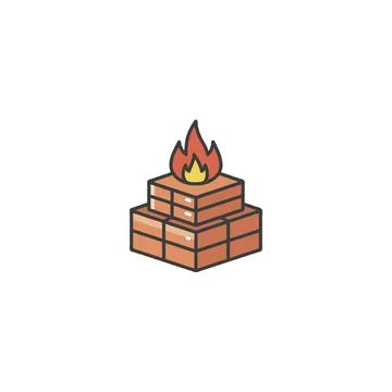 Stylized bricks arranged in a stacked formation with a vibrant digital flam.. Stock Illustration