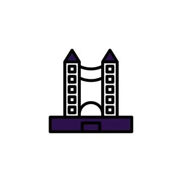 Stylized bridge illustration icon representing architectural engineering an.. Stock Illustration