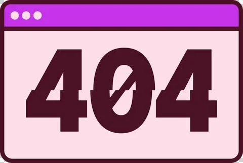 Stylized browser window graphic is showing 404 error in flat design with Stock Illustration