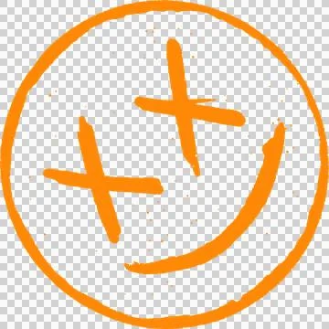 Stylized brushstroke smiley face is floating on transparent background with Stock Illustration