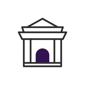 Stylized building icon represents architecture financial institution govern.. Ilustración de archivo
