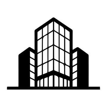 Stylized Building Silhouette with Grid Facade architecture Stock Illustration