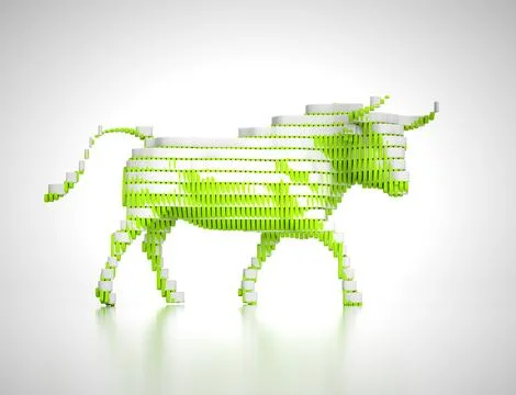 Stylized bull on white background. Creative and complex concept. Stock Illustration
