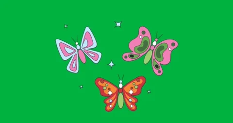 Stylized butterflies forming triangle on transparent background, with five star Stock Footage 317479864