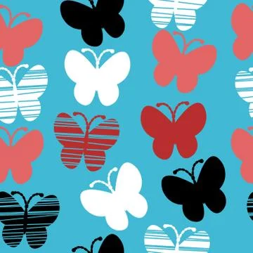 Stylized butterflies seamless pattern Stock Illustration