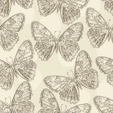 Stylized butterflies seamless pattern Stock Illustration