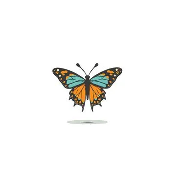 Stylized butterfly artwork on a clean white background showcasing vibrant c.. Stock Illustration