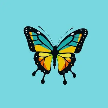 Stylized butterfly on a blue background. Vector illustration Stock Illustration