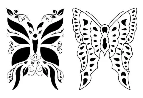 Stylized Butterfly Vector illustration set Stock Illustration