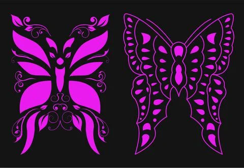 Stylized Butterfly Vector illustration set Stock Illustration