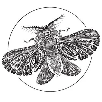 Stylized butterfly on a white background for a logo, beauty, complexity Stock Illustration