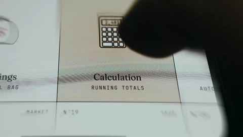 Stylized calculator icon labeled Calculation Running Totals Stock Footage 335895316
