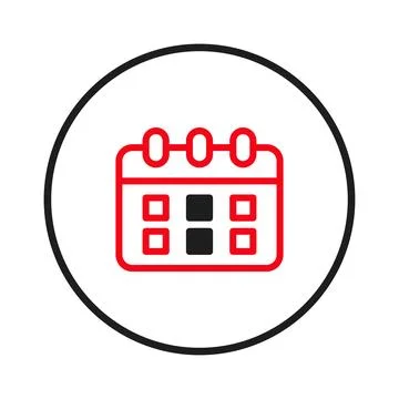Stylized calendar icon with a circular border representing planning schedul.. Stock Illustration