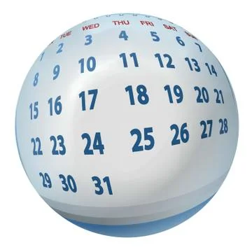 Stylized calendar mapped on ball Stock Illustration