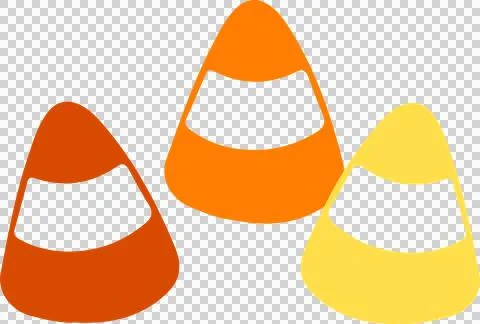 Stylized candy corn pieces floating on transparent background in flat vector Stock Illustration