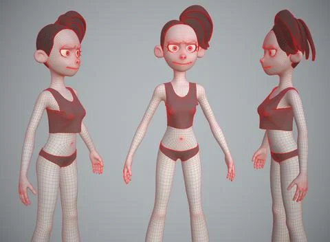 Stylized cartoon female character 3d-rendering very cute イラスト素材