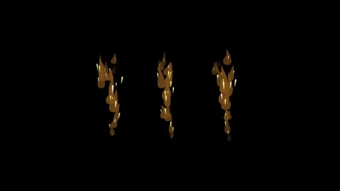 Stylized Cartoon Fire Flames Burning Animation Effect On Dark Background St.. Video stock 348191996