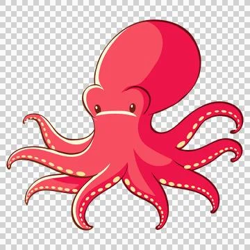 Stylized cartoon octopus swimming with multiple tentacles. Ilustração Stock