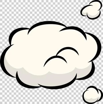 Stylized cartoon thought bubble is floating in flat design, with transparent Stock Illustration