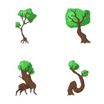 Stylized cartoon tree collection representing nature and environment イラスト素材