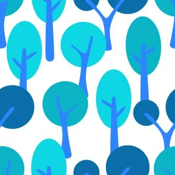 Stylized cartoon tree forest seamless pattern Illustrazione stock