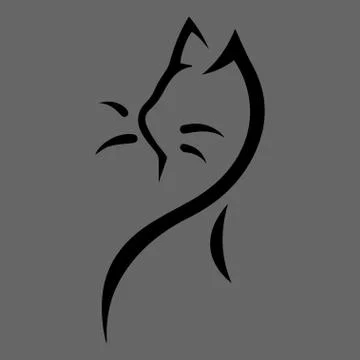 Stylized cat icon on gray background Stock Illustration