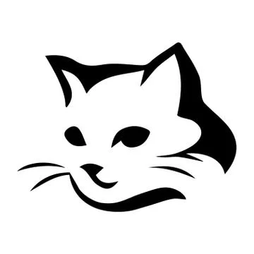 Stylized cat icon on white background Stock Illustration