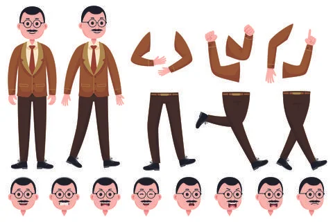 Stylized Characters Set for Animation Stock Illustration